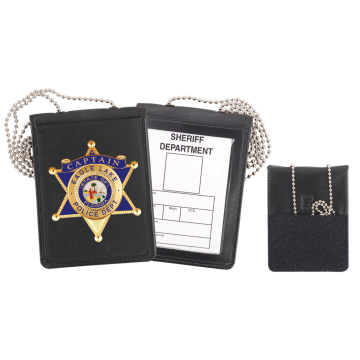 Strong Recessed Badge & ID Neck Holder w/ Chain 