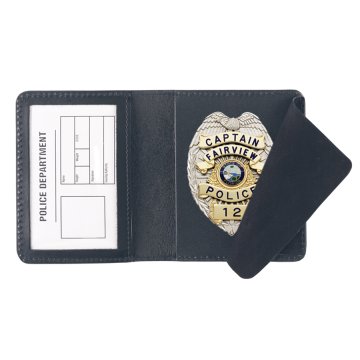 Strong Side Opening Badge Case - Duty Leather w/ Embossing  