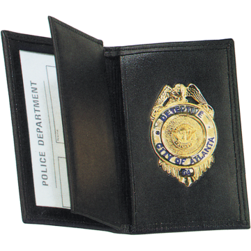 Strong Side Open Double ID Badge Case - Dress Leather w/ Embossing  