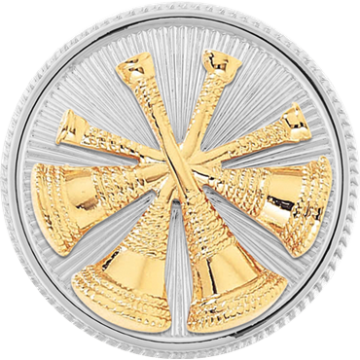 Blackinton A1962-TT Deputy Chief Four Crossed Bugles on Disc (1-9/16")