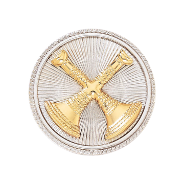 Blackinton A2816-TT Two-Tone Captain Hat Badge w/ Two Crossed Horns on a Disc (1-9/16")