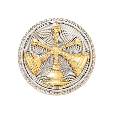 Blackinton A2853-TT Two-Tone Assistant Chief Hat Badge w/ Three Horns Applied (1-9/16")