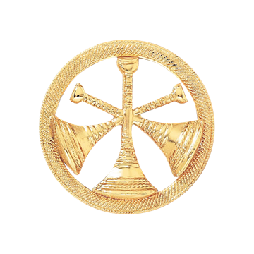 Blackinton A2855 Assistant Chief Hat Badge with Three Crossed Horns and Round Rim (1-1/2")