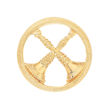 Blackinton A2856 Captain Hat Badge with Two Crossed Horns and a Round Rim (1-1/2")