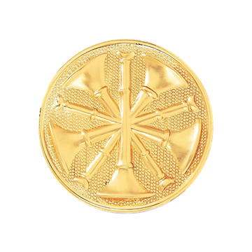 Blackinton A2857 Fire Chief Five Crossed Horns on Textured Disc (1-11/16")