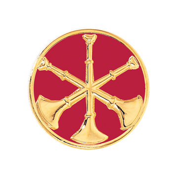 Blackinton A2858-DE Assistant Chief Hat Badge w/ Three Crossed Horns & Enamel (1-1/2")