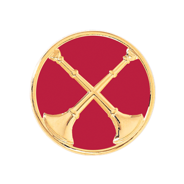 Blackinton A2859-DE Captain Hat Badge with Two Crossed Horns & Enamel Background (1-1/2")