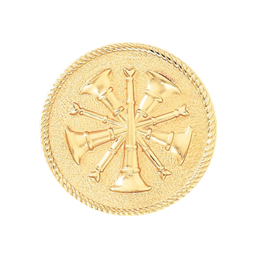 Blackinton A2860 Chief Hat Badge with Five Crossed Horns on Roped Edge Disc. (1-1/4")