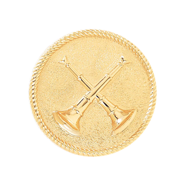 Blackinton A2862 Captain Hat Badge w/ Two Crossed Horns & Roped Edge (1-1/4")