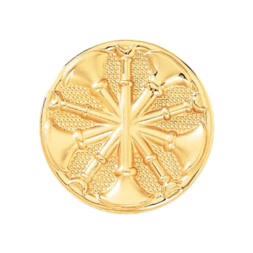 Blackinton A2863 Five Crossed Horns on Disc w/ Pebbled Background