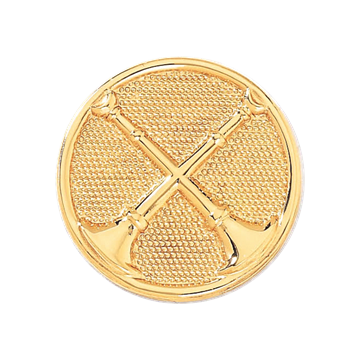 Blackinton A2865 Captain Hat Badge w/ Two Crossed Horns on Textured Disc (1-1/4")