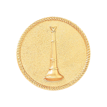 Blackinton A2867 Lieutenant Hat Badge w/ Single Vertical Horn on a Disc (1-1/4")