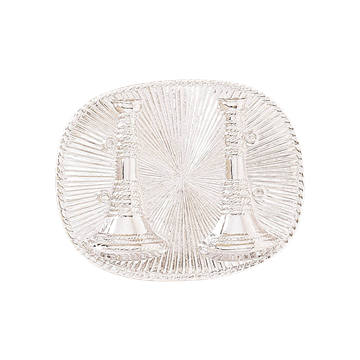 Blackinton A2881 Two Vertical Horns with Sunburst Background (1-9/16" x 1-15/16")