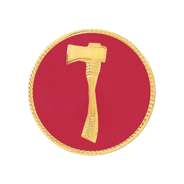 Blackinton A2898-DE Single Fire Axe with Deluxe Enamel Background (1-9/16")