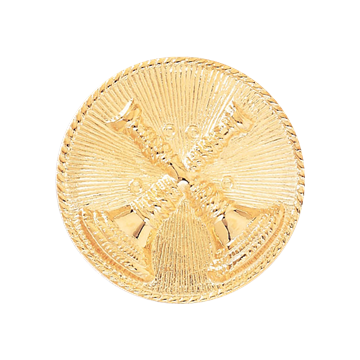 Blackinton A2911 Captain Hat Badge w/ Two Crossed Horns on Sunburst Disc. (1-9/16")