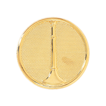 Blackinton A2952 Lieutenant Hat Badge w/ Vertical Horn on Textured Disc (1-11/16")