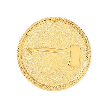 Blackinton A336 Circle Hat Badge with Right Facing Ax (1-1/4")