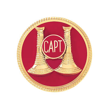 Blackinton A6197-DE Captain Hat Badge w/ Two Vertical Horns & Enamel Background (1-9/16")