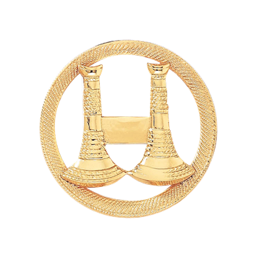 Blackinton A6197-RIN Captain Badge with Two Vertical Horns on a Decorative Ring (1-9/16")