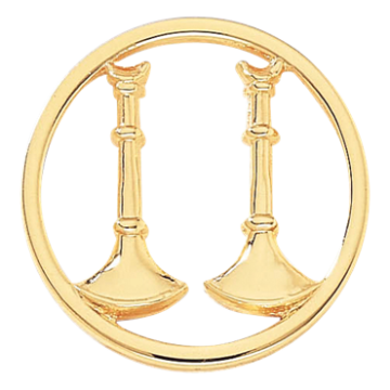 Blackinton A7288-CO Captain Hat Badge with Two Parallel Horns Cut-Out (1" x 15/16")