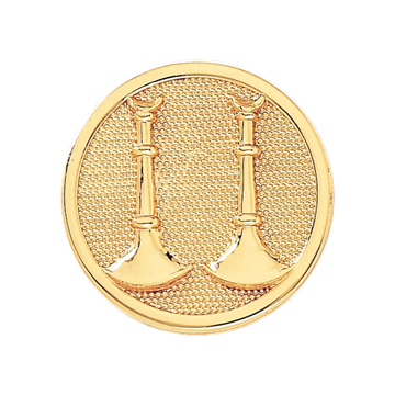 Blackinton A7288 Captain Hat Badge w/ Two Vertical Horns on Disc. (1-1/4")