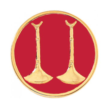 Blackinton A7290-DE Captain Hat Badge with Two Vertical Horns and Enamel (1-11/16")