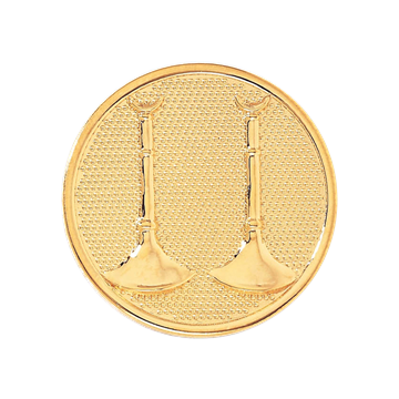 Blackinton A7290 Captain Hat Badge w/ Two Vertical Horns on a Textured Disc (1-11/16")