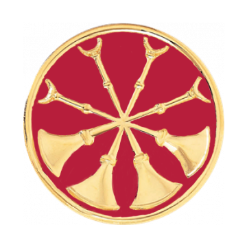 Blackinton A7291-DE Four Crossed Horns on Pebbled Background w/ Enamel (1-5/8")