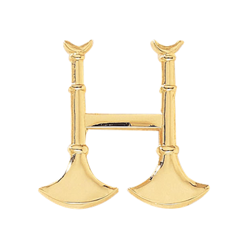 Blackinton A7293 Captain Hat Badge Featuring Two Vertical Horns with a Bar (1-1/4" x 1-1/4")