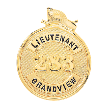 Blackinton B1097 Round Badge with Helmet at Top (2-3/8" x 1-15/16")