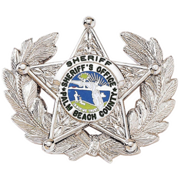 Blackinton B1752-WEO 5-Point Florida Star Badge with Circular Panel and Wreath (1-3/4" x 2-1/16")