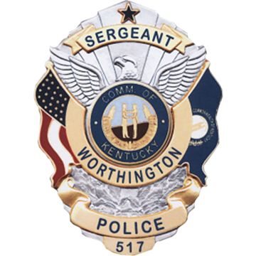 Blackinton B3462-KY Shield with American and Kentucky Flags (2-7/8" x 2-1/8")