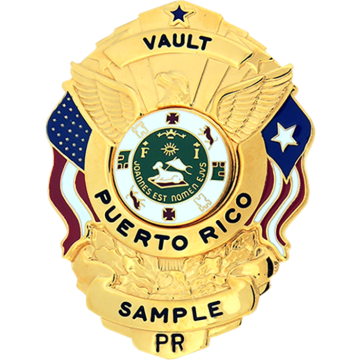 Blackinton B3462-PR Shield with American and Puerto Rico Flags (2-15/16" x 2-1/16")