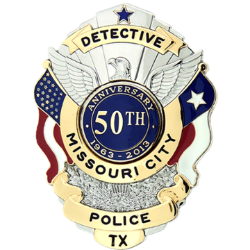 Blackinton B3462-TX Shield with American and Texas Flag (2-15/16" x 2-1/16")