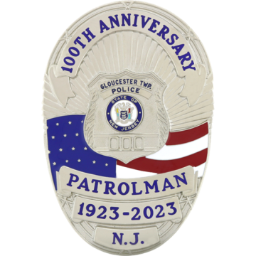 Blackinton B3912 Oval Badge Featuring a Shield and Waving American Flag (3-3/8" x 2-1/2")