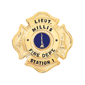 Blackinton B486 Maltese Cross Badge with Hook, Ladder, Hydrant (1-11/16")