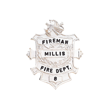 Blackinton B489 Shield Badge with Fire Helmet on Top (1-11/16" x 1-3/8")