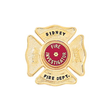 Blackinton B491 Maltese Cross Badge with Hydrant and Hook and Ladder (1-1/4")