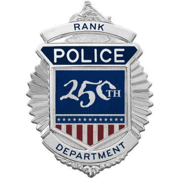 Blackinton B587 US 250th Anniversary Badge in Blue (3-1/8" x 2-1/4")