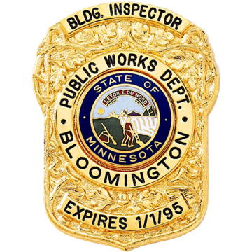 Blackinton BH1888 Badge with Center Ring and Leaf Background (2-7/16" x 1-13/16")