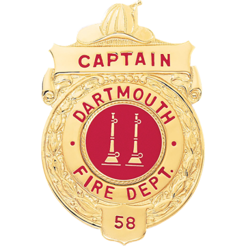 Blackinton BH2004 Fire Badge with Helmet and Wreath Sides (2-3/4" x 1-3/4")