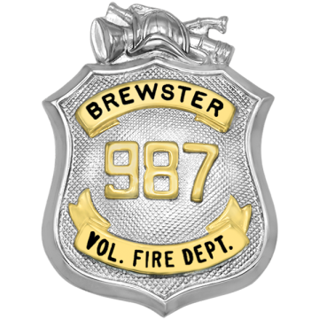 Smith & Warren F124N Fire Shield Badge with Helmet & Applied Numbers (2" x 1-1/2")