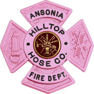 Smith & Warren F146 Pink Maltese Cross w/ Circular Panel and Hydrant/Hook/Ladder (2-1/4")