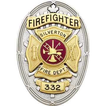 Smith & Warren F270_B48A Canadian Fire Dept. Oval Badge w/ Maltese Cross (3-3/8" x 2-7/16")