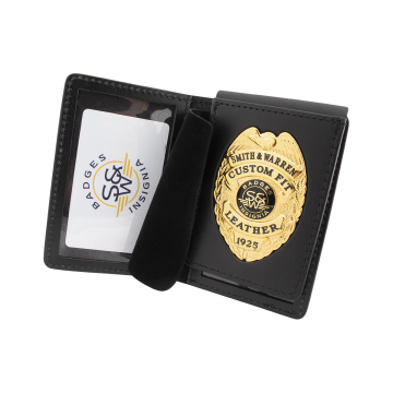 Smith & Warren BC852 Duty Leather Double ID Case w/ Flip-Out Badge Section