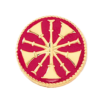 Blackinton J190 Five Crossed Bugles w/ Red Background  - GOLD (Pair)