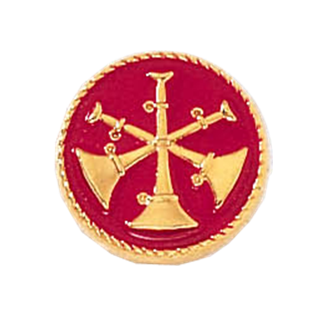 Blackinton J191 Three Crossed Bugles w/ Red Background  - GOLD (Pair)