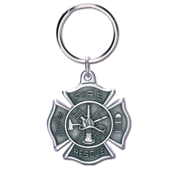 1 Sided Maltese Shaped Fire Fighter Key Chain