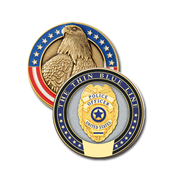 Blackinton J276-P3 Thin Blue Line Modeled Challenge Coin