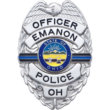 Smith & Warren S155BL Thin Blue Line Eagle Top Memorial Badge (3-1/8" x 2-1/4")